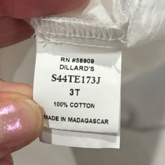 Edgehill Collection White Peter Pan Collar Blouse 3T Blue Stitch Trim - Picture 7 of 8